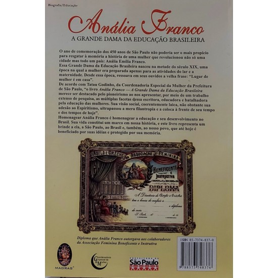 Anália Franco, A Grande Dama da Educação Brasileira, Eduardo Carvalho Monteiro, Editora Madras