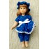Boneca Knightsbridge Dolls, Porcelana, Rosto e Mãos Articuláveis em Biscuit Porcelana, Importada, Vestido Azul com Renda