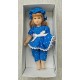 Boneca Knightsbridge Dolls, Porcelana, Rosto e Mãos Articuláveis em Biscuit Porcelana, Importada, Vestido Azul com Renda