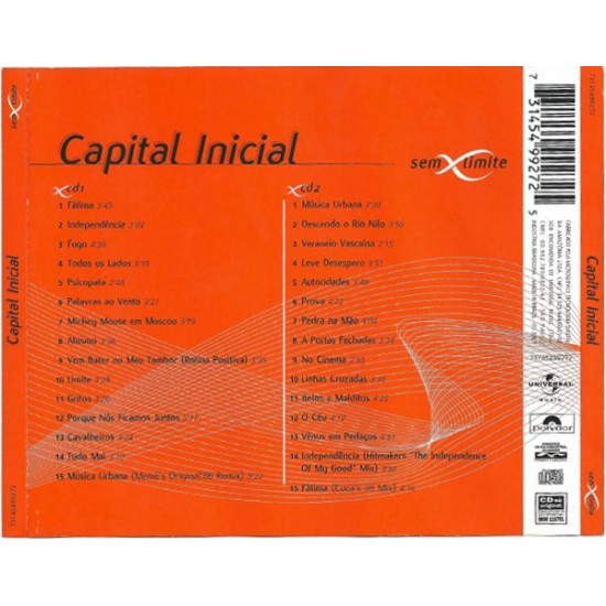 Cd Capital Inicial, Sem Limite, 2 Cds, 30 Sucessos