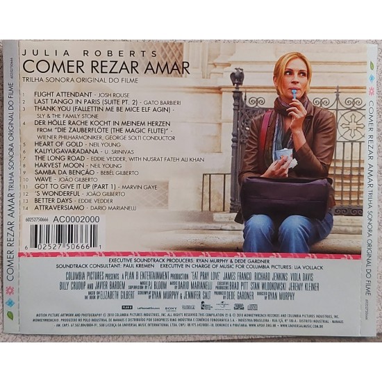 Cd Comer Rezar Amar, Trilha Sonora Original do Filme, 2010