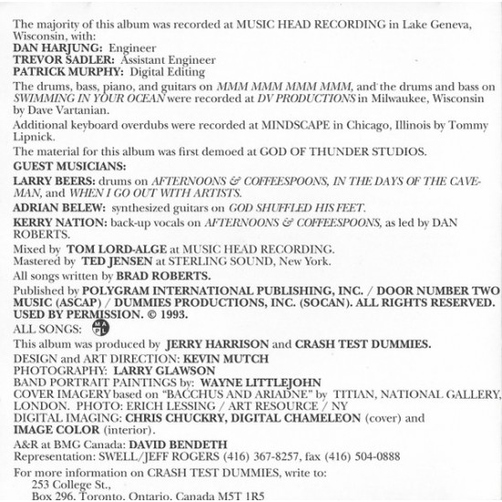 Cd Crash Test Dummies, God Shuffled His Feet, 1993