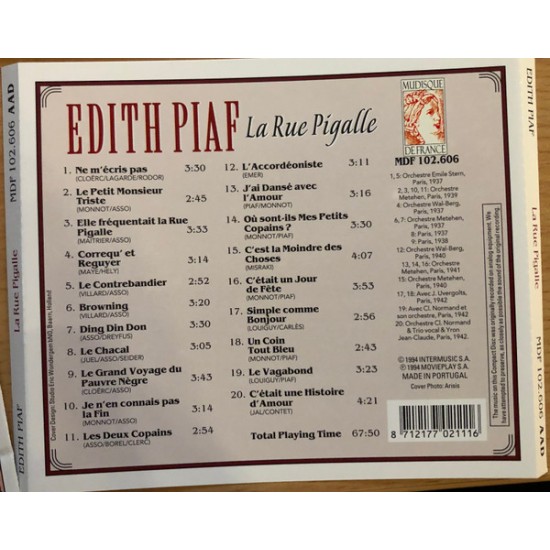 Cd Edith Piaf, La Rue Pigalle