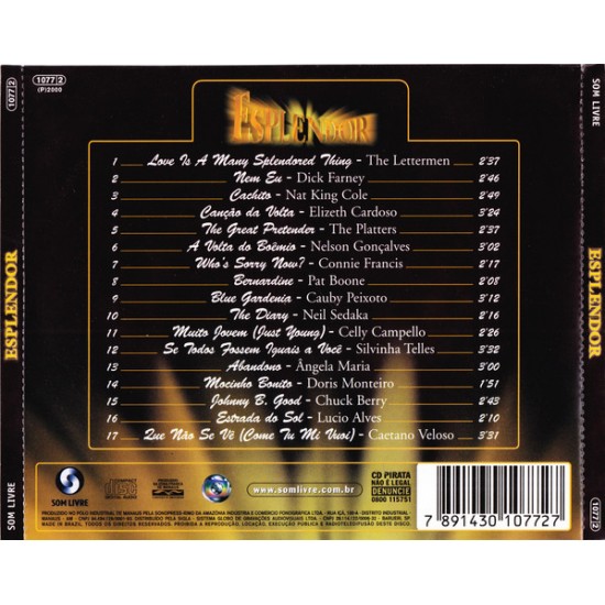 Cd Esplendor, Trilha Sonora Original da Novela
