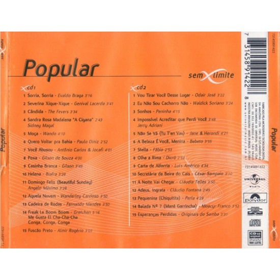 Cd Popular, Sem Limite, 2 Cds, 30 Sucessos