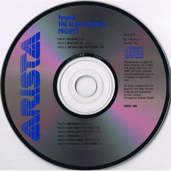 Cd The Alan Parson Project, Pyramid, Arista Records, 1978, Importado Inglaterra