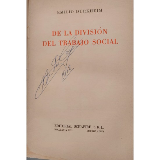 De La Division Del Trabajo Social, Emilio Durkheim, Em Espanhol