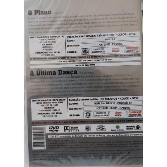 Dvd 2 Super Filmes, O Piano, A Última Dança, Dirty Dancing