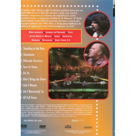 Dvd Eletric Light Orchestra, Part 2. One Night-Live in Australia 95