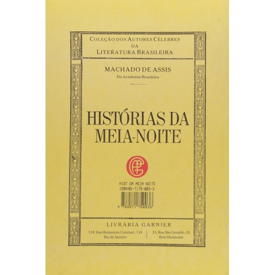 Histórias da Meia-Noite, Machado de Assis, Livraria Garnier