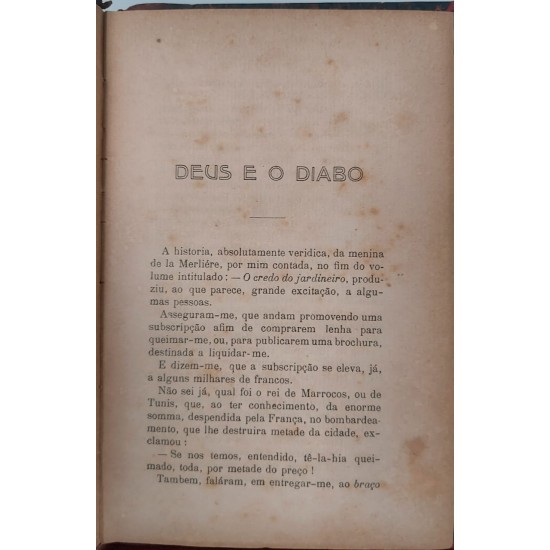 Deus e o Diabo, Afonso Karr, Edição de 1912, Frete Grátis