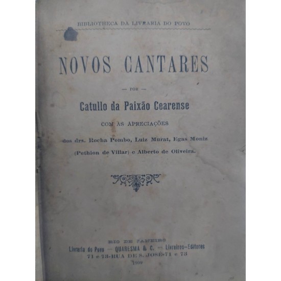 Novos Cantares, Catullo da Paixão Cearense, 1ª Edição 1909